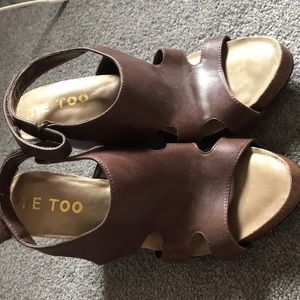 Used once brown platforms Me Too size 8